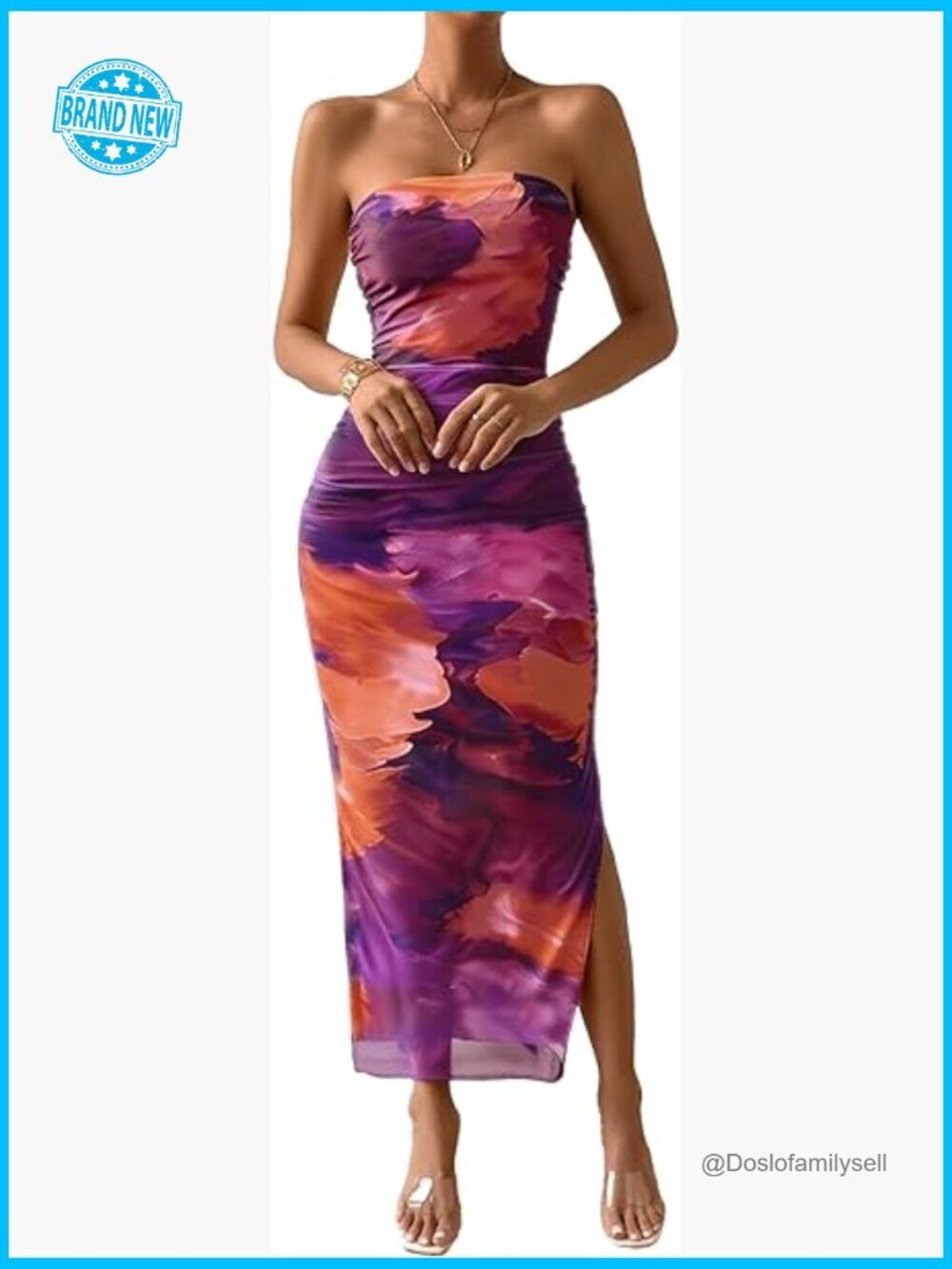 Strapless Bodycon Maxi Dress Floral Summer Beach Vacation Tube Top
